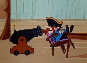 Screenshots from the 1958 Hanna-Barbera cartoon Pistol Packin’ Pirate