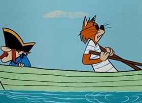Screenshots from the 1958 Hanna-Barbera cartoon Pistol Packin’ Pirate
