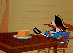 Screenshots from the 1958 Hanna-Barbera cartoon Pistol Packin’ Pirate