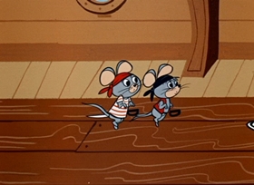 Screenshots from the 1958 Hanna-Barbera cartoon Pistol Packin’ Pirate