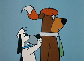 Screenshots from the 1958 Hanna-Barbera cartoon Foxy Hound-Dog