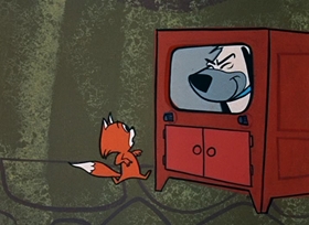 Screenshots from the 1958 Hanna-Barbera cartoon Foxy Hound-Dog