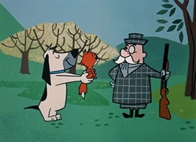 Screenshots from the 1958 Hanna-Barbera cartoon Foxy Hound-Dog