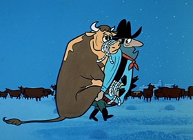 Screenshots from the 1958 Hanna-Barbera cartoon Rustler Hustler Huck