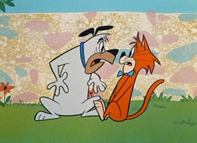 Screenshots from the 1958 Hanna-Barbera cartoon Scaredycat Dog