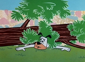 Screenshots from the 1958 Hanna-Barbera cartoon Scaredycat Dog