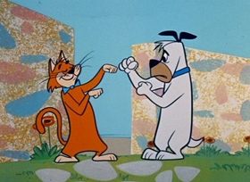 Screenshots from the 1958 Hanna-Barbera cartoon Scaredycat Dog