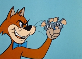 Screenshots from the 1958 Hanna-Barbera cartoon Scaredycat Dog