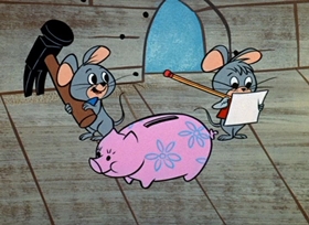 Screenshots from the 1958 Hanna-Barbera cartoon Scaredycat Dog