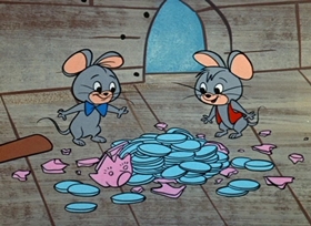 Screenshots from the 1958 Hanna-Barbera cartoon Scaredycat Dog