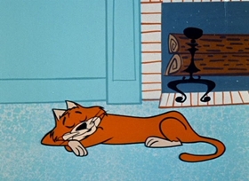 Screenshots from the 1958 Hanna-Barbera cartoon Scaredycat Dog
