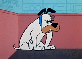 Screenshots from the 1958 Hanna-Barbera cartoon Scaredycat Dog