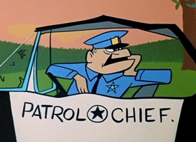 Screenshots from the 1958 Hanna-Barbera cartoon Freeway Patrol