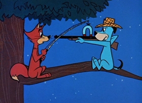 Screenshots from the 1958 Hanna-Barbera cartoon Cock-a-Doodle Huck
