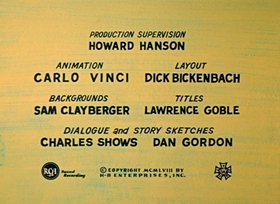 Screenshots from the 1958 Hanna-Barbera cartoon Cock-a-Doodle Huck