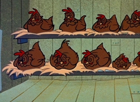 Screenshots from the 1958 Hanna-Barbera cartoon Cock-a-Doodle Huck