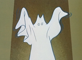 Screenshots from the 1958 Hanna-Barbera cartoon The Ghost with the Most
