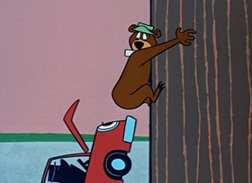 Screenshots from the 1958 Hanna-Barbera cartoon Baffled Bear