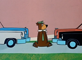 Screenshots from the 1958 Hanna-Barbera cartoon Baffled Bear