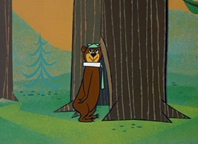 Screenshots from the 1958 Hanna-Barbera cartoon Baffled Bear