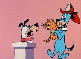 Screenshots from the 1958 Hanna-Barbera cartoon Fireman Huck