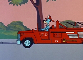 Screenshots from the 1958 Hanna-Barbera cartoon Fireman Huck