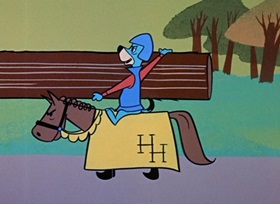 Screenshots from the 1958 Hanna-Barbera cartoon Dragon-Slayer Huck
