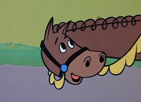 Screenshots from the 1958 Hanna-Barbera cartoon Dragon-Slayer Huck