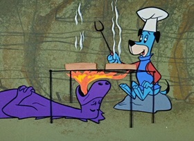 Screenshots from the 1958 Hanna-Barbera cartoon Dragon-Slayer Huck