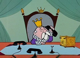 Screenshots from the 1958 Hanna-Barbera cartoon Dragon-Slayer Huck