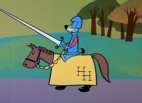 Screenshots from the 1958 Hanna-Barbera cartoon Dragon-Slayer Huck