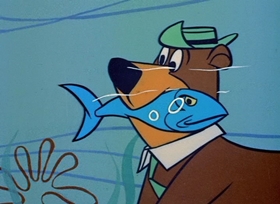 Screenshots from the 1958 Hanna-Barbera cartoon The Stout Trout