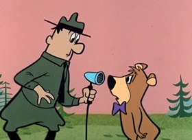 Screenshots from the 1958 Hanna-Barbera cartoon The Buzzin’ Bear