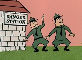 Screenshots from the 1958 Hanna-Barbera cartoon The Buzzin’ Bear