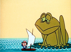 Screenshots from the 1958 UPA cartoon Sailing and Village Band