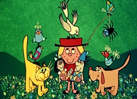 Screenshots from the 1958 UPA cartoon Spring and Saganaki