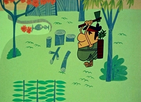 Screenshots from the 1958 UPA cartoon Spring and Saganaki