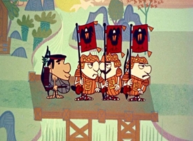 Screenshots from the 1958 UPA cartoon Spring and Saganaki