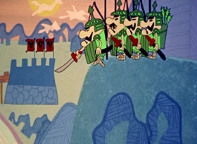 Screenshots from the 1958 UPA cartoon Spring and Saganaki