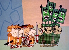 Screenshots from the 1958 UPA cartoon Spring and Saganaki