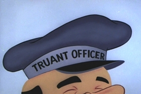 Screenshots from the 1959 Walter Lantz cartoon Truant Student