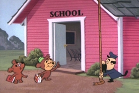 Screenshots from the 1959 Walter Lantz cartoon Truant Student