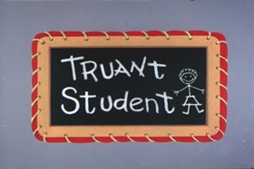 Screenshots from the 1959 Walter Lantz cartoon Truant Student