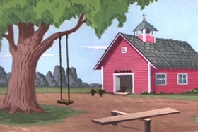 Screenshots from the 1959 Walter Lantz cartoon Truant Student