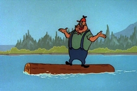 Screenshots from the 1959 Walter Lantz cartoon Log Jammed
