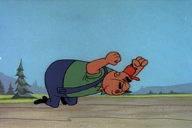 Screenshots from the 1959 Walter Lantz cartoon Log Jammed