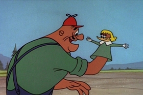 Screenshots from the 1959 Walter Lantz cartoon Log Jammed