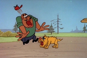 Screenshots from the 1959 Walter Lantz cartoon Log Jammed