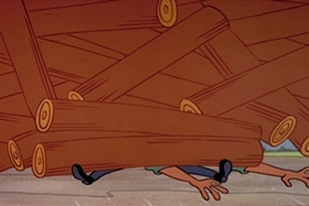 Screenshots from the 1959 Walter Lantz cartoon Log Jammed
