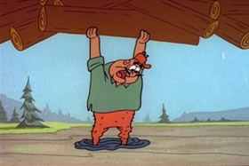 Screenshots from the 1959 Walter Lantz cartoon Log Jammed
